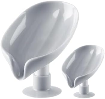 Leaf Shape Drain Soap Holder 2 Pack Grey 1