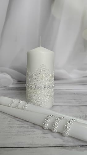 Magik Life Unity Candle Set - 6 Pillar 2 Taper Candles - White