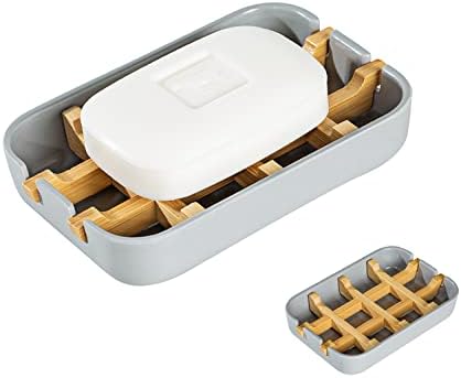 Eco-Friendly Bamboo Soap Dish with Removable Frame Grey