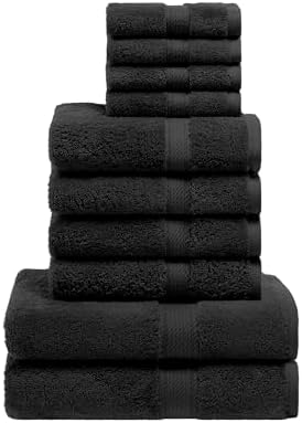 Superior Egyptian Cotton 10-Piece Towel Set - Black