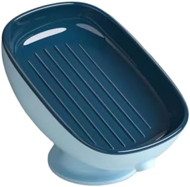 FABEILAI Leaf Shape Soap Holder with Suction Cup Self Draining Gray