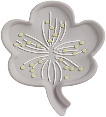 Loyliawa Soap Dish with Drainage Non-Slip Flower Shape Grey