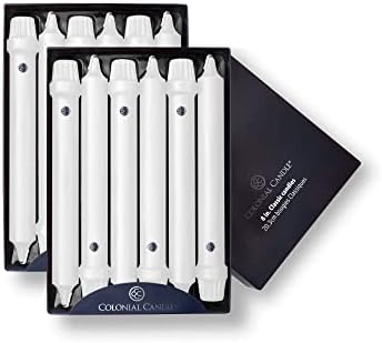 Colonial Candle Unscented Taper Candles Classic Collection White 8 Inch Pack of 12