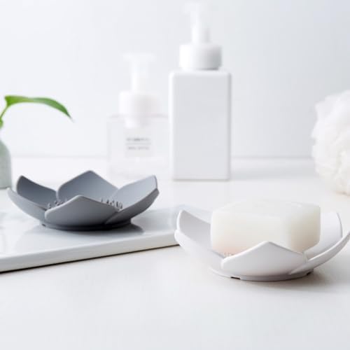 Cabilock Flower Shape Silicone Soap Dish Drain Tray Holder