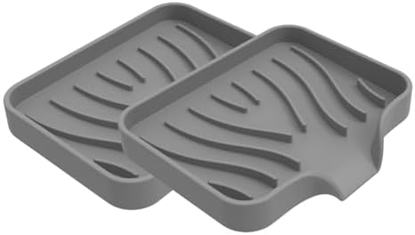 2PCS Silicone Soap Dishes with Drain Grey