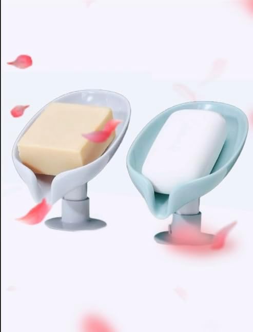 Leaf Shape Drain Soap Holder 2 Pack Grey 1