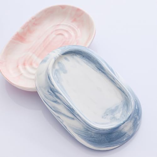 Ceramic Soap Tray with Anti-Slip Marble Design