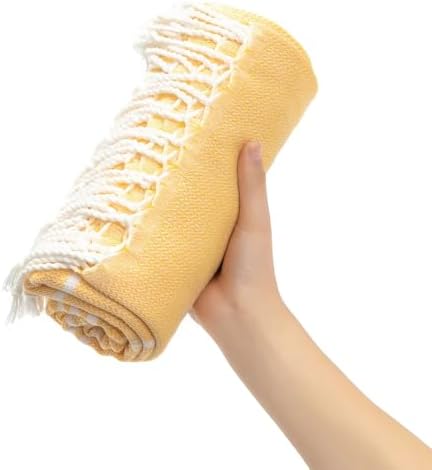 Turkish Cotton Beach Towel with Tassels - Quick Dry Lightweight 1