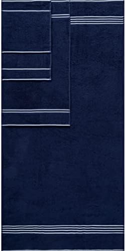 8-Piece Cotton Towel Set - Navy Blue with White Stripes