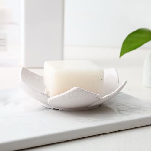 Cabilock Flower Shape Silicone Soap Dish Drain Tray Holder