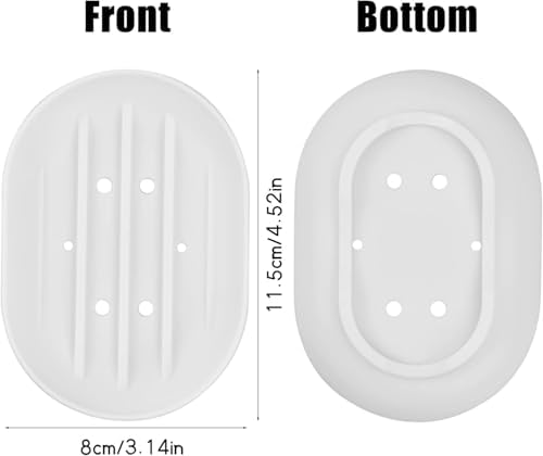 2pcs Silicone Soap Dish with Drain and Non-Slip Design