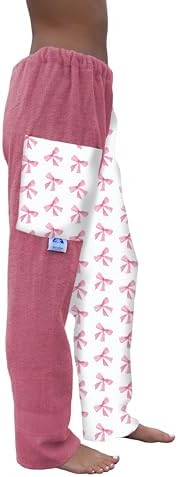 Paradise Towel Pants - Pink Bows Cotton Terry