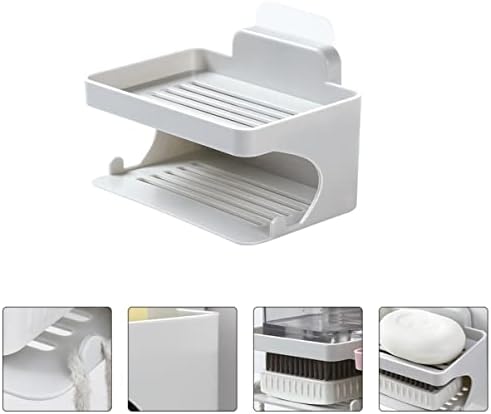 WESIEVYA Punch Double Layer Soap Dish Holder Organizer for Bathroom Kitchen