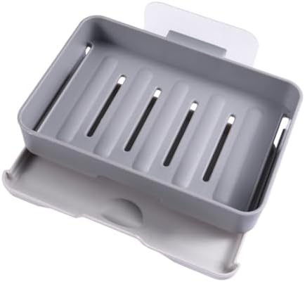 Beatifufu Wall-Mounted Soap Dish Draining Holder Sturdy Dark Grey