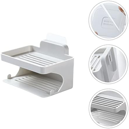 WESIEVYA Punch Double Layer Soap Dish Holder Organizer for Bathroom Kitchen