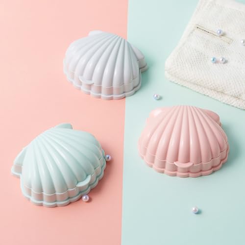 Shell Shaped Soap Box with Lid Self Draining and Portable