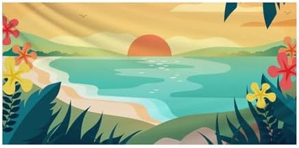 Beach Towel Microfiber with Sun and Sunset Pattern