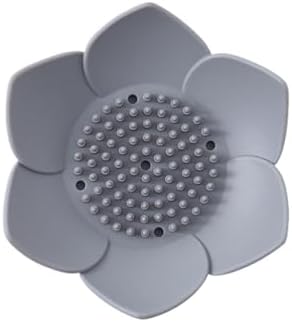 Cabilock Flower Shape Silicone Soap Dish Drain Tray Holder