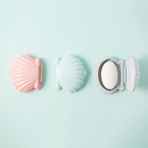 Shell Shaped Soap Box with Lid Self Draining and Portable