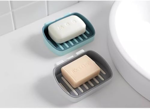 Draining Soap Dish with Water Tray Holder Gray