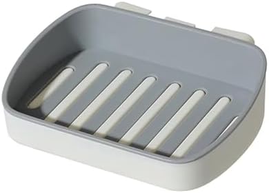 Draining Soap Dish with Water Tray Holder Gray
