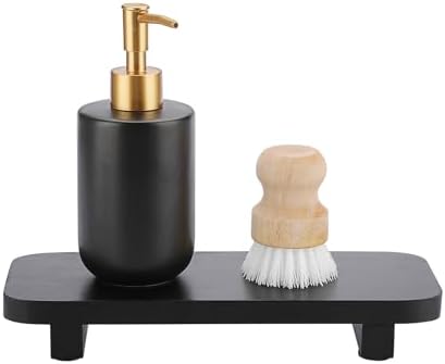 Sumnacon Small Wooden Stand - Decorative Soap Candle Display Tray Black