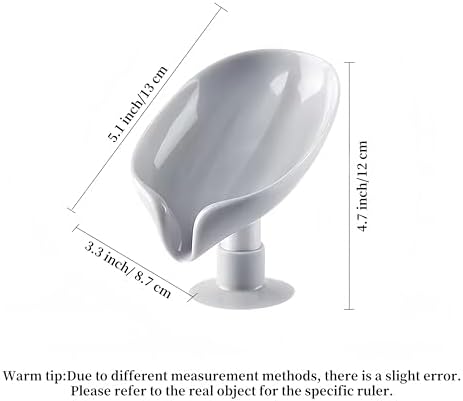Shunkyang Leaf-Shaped Self Draining Soap Dish Holder Grey 1 Pcs