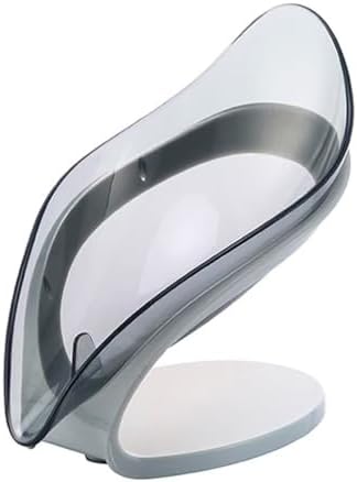 FABEILAI Leaf Shape Soap Holder with Suction Cup Gray
