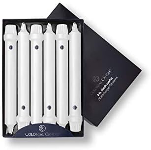 Colonial Candle Unscented Taper Candles Classic Collection White 8 Inch Pack of 12