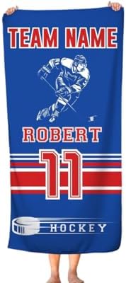 Personalized Hockey Team Beach Towel Custom Dad Mom Gift Sports Fan Towel