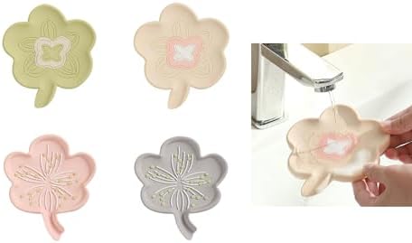 VOCUE Silicone Drain Soap Dish Flower Shape Antislip Tray