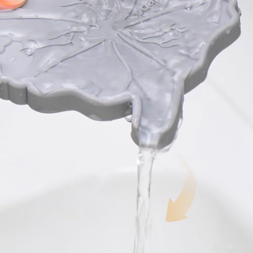 Creative Silicone Soap Holder Lotus Leaf Shape Non Slip Self Draining Light Grey