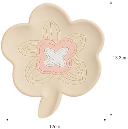 Loyliawa Soap Dish with Drainage Non-Slip Flower Shape Grey