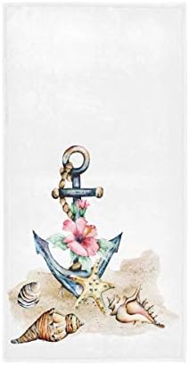 Exnundod Beach Towel with Starfish and Anchor Design 1