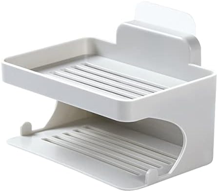 WESIEVYA Punch Double Layer Soap Dish Holder Organizer for Bathroom Kitchen