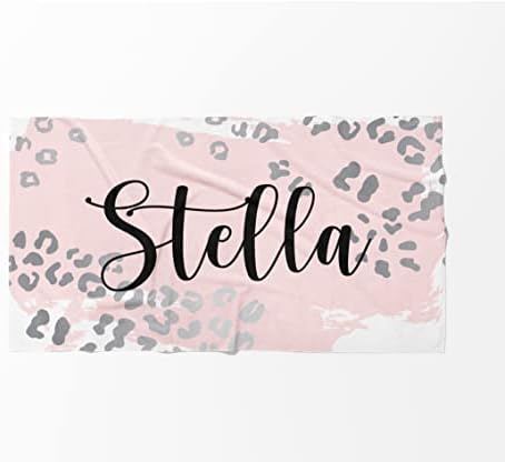 Custom Beach Towel - Leopard Print Cotton Poly Blend 30x60 Inch Personalized Name Initials