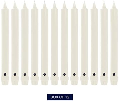 Colonial Candle Unscented Taper Candles Classic Collection White 8 Inch Pack of 12