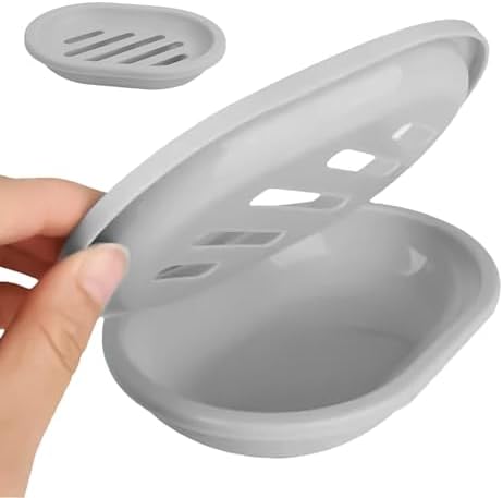Draining Soap Dish - Double Layer with Drip Tray Gray