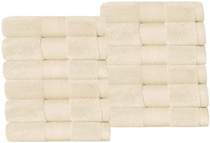 Superior Turkish Cotton 12-Piece Face Towel Set Ivory