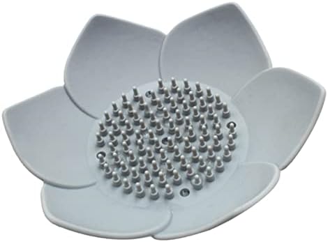 Healifty Grey Silicone Flower Soap Dish Holder 1