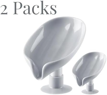 Leaf Shape Drain Soap Holder 2 Pack Grey 1