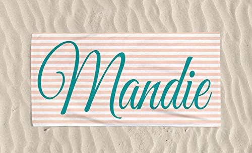 Personalized Microfiber Beach Towel with Name - Turquoise 31x51 Inches
