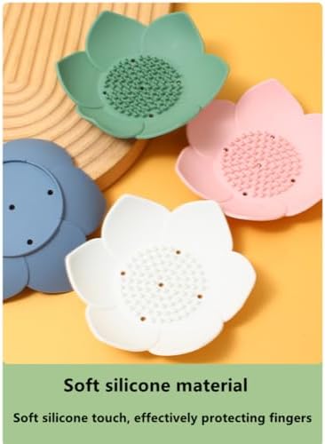 GXMRHWY Silicone Soap Dish Flower Shape Drain Holder Grey