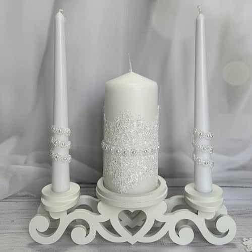 Magik Life Unity Candle Set - 6 Pillar 2 Taper Candles - White