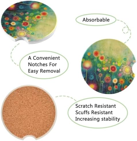 Watercolor Flowers Car Cup Holder Coasters 2 Pack