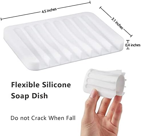 KAJUDA Self Draining Soap Dish Set 2PCS Premium Silicone Holder for Bath