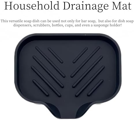 Silicone Soap Dish with Drain Spout - Black 1 Pcs