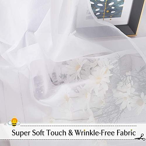 RYB HOME White Sheer Curtains for Canopy Bed 2 Panels