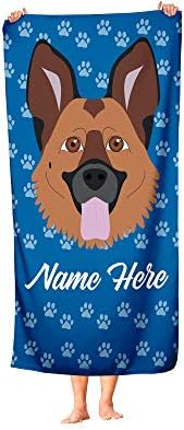 Personalized German Shepherd Beach and Bath Towels - Large Medium