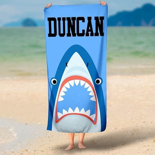 Personalized Shark Name Beach Towel for Kids